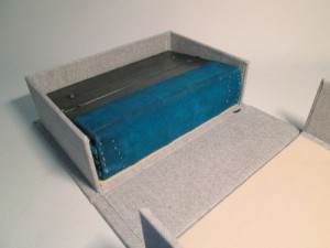 Clamshell box for Coptic-inspired book